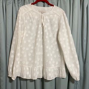 Loft cream and gold tie neck blouse